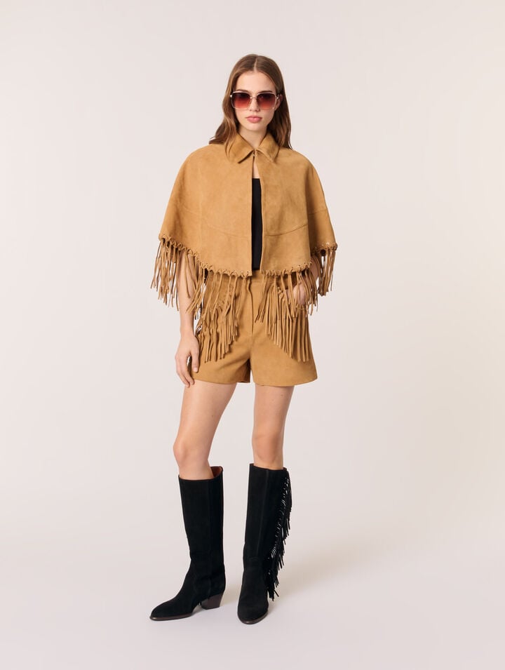 Fringed suede cowboy boots