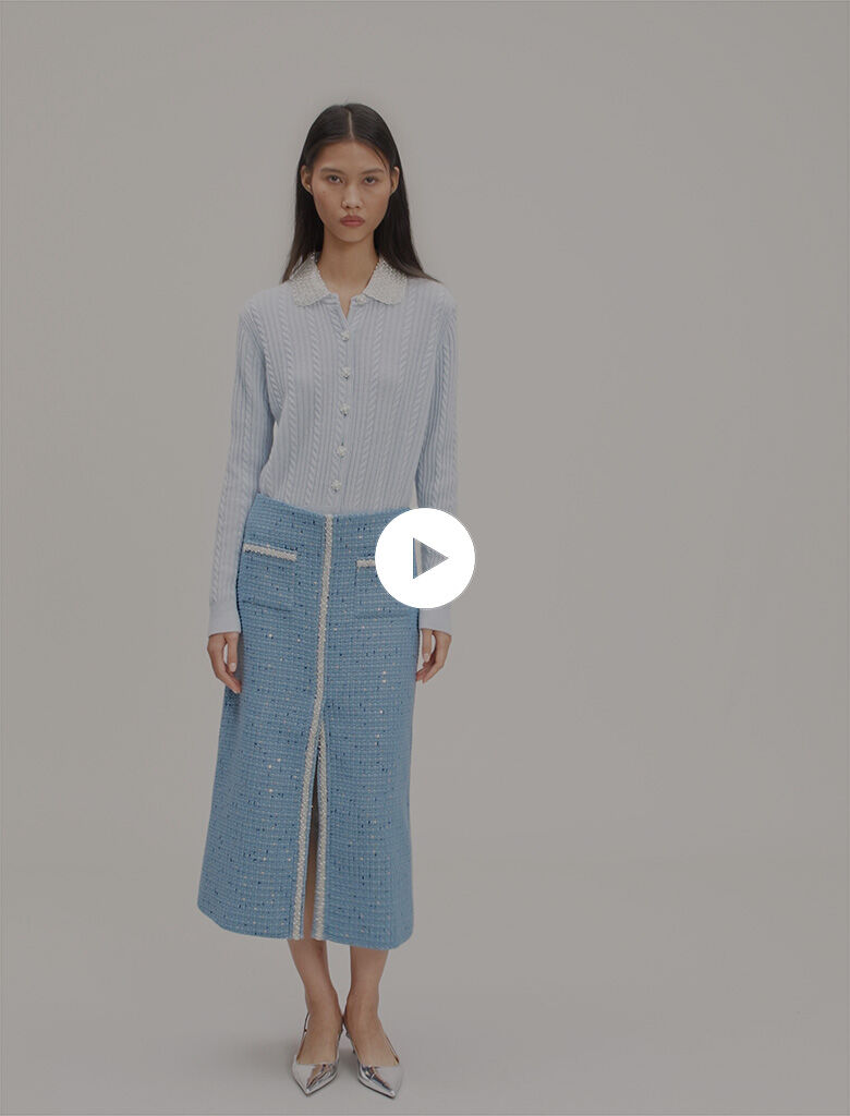 MAJE ミディ丈スカート Sequin tweed midi skirt Blue for Women | Maje