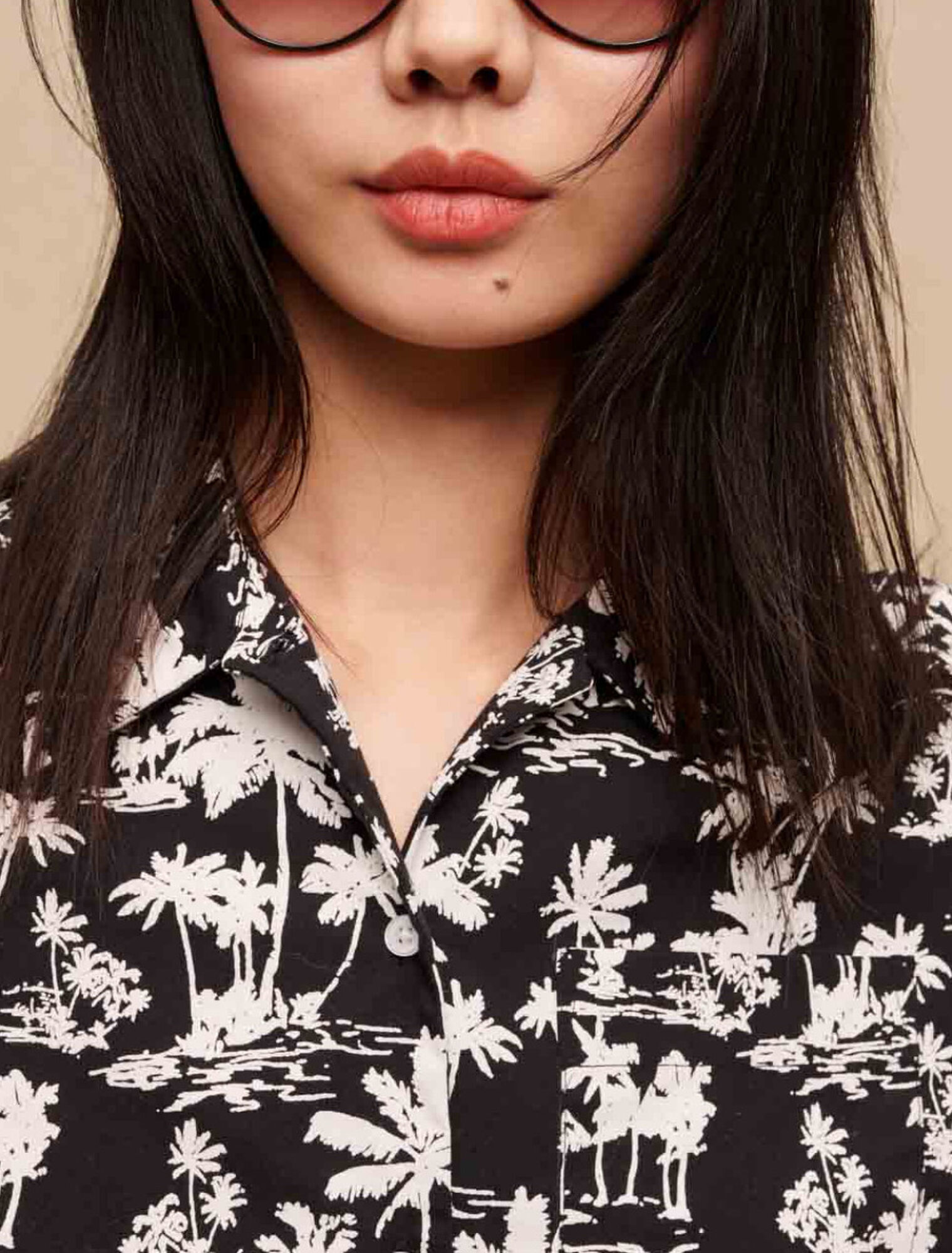 Palm print short shirt
