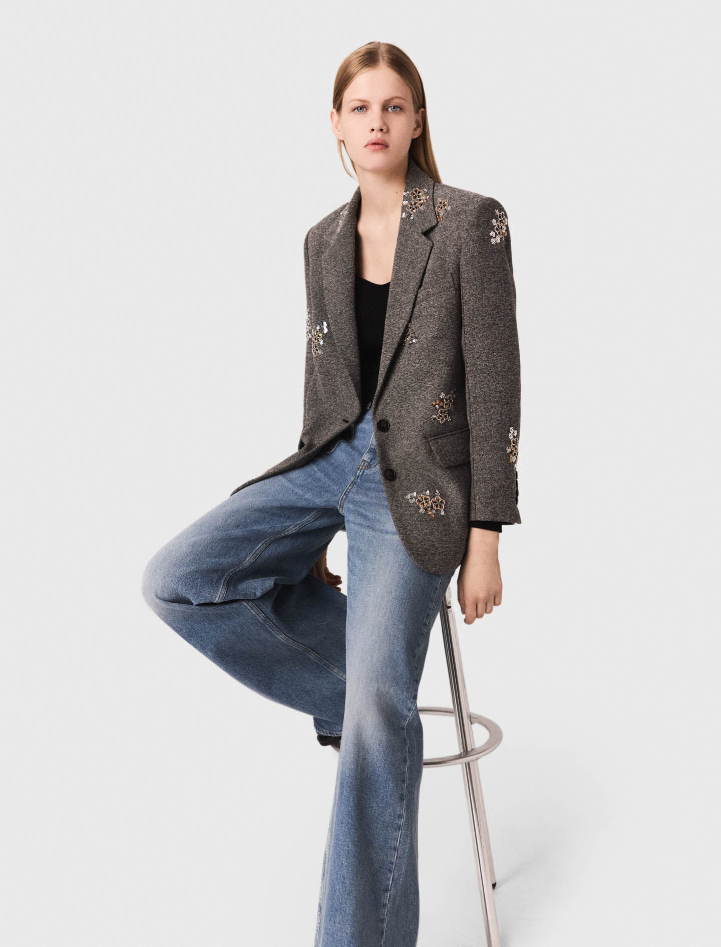 未使用　ARTISAN embroidery wool jacket black Wool Venetian Embroidery Collar Jacket - ReVoLuTioN