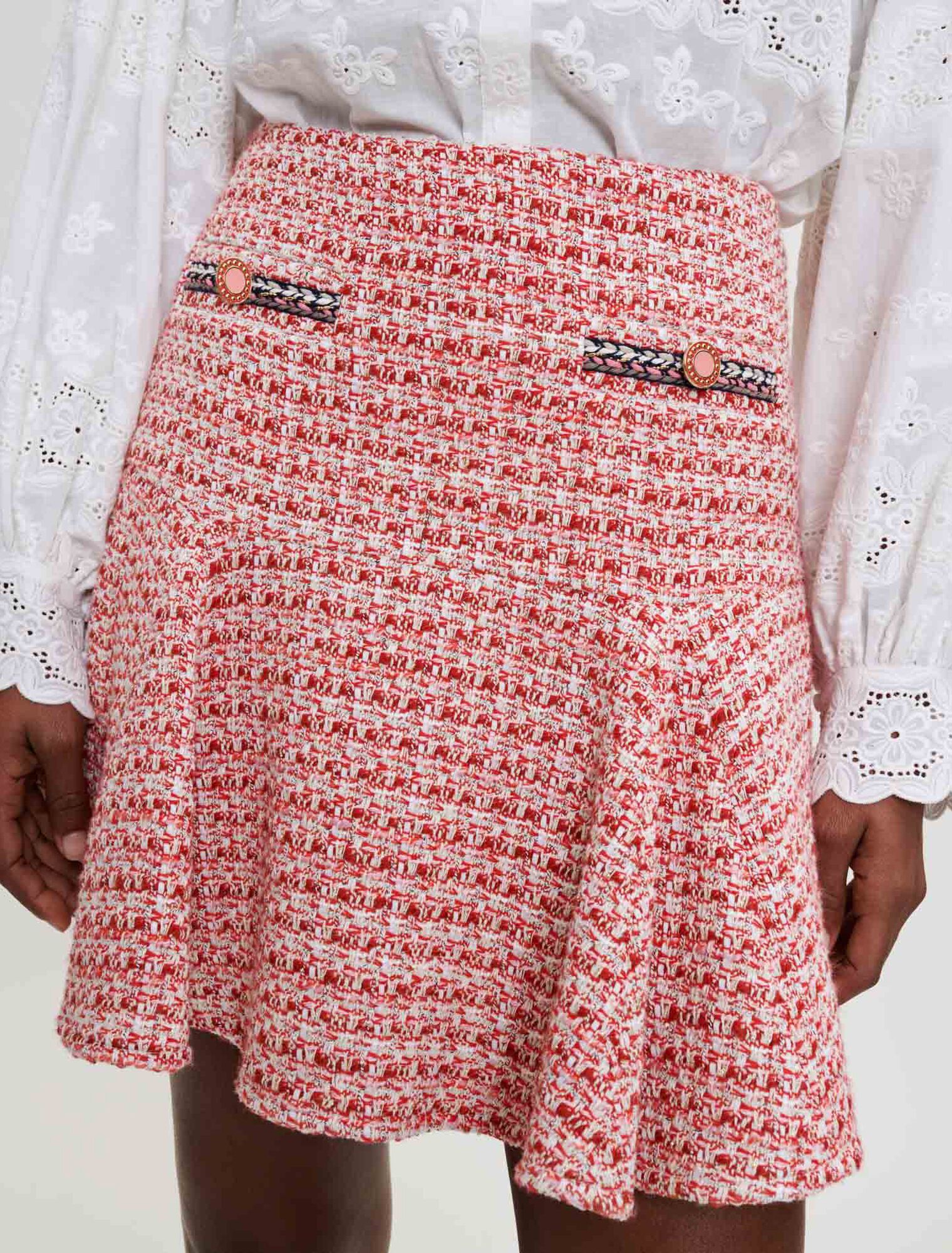 Ethnic braid tweed skirt