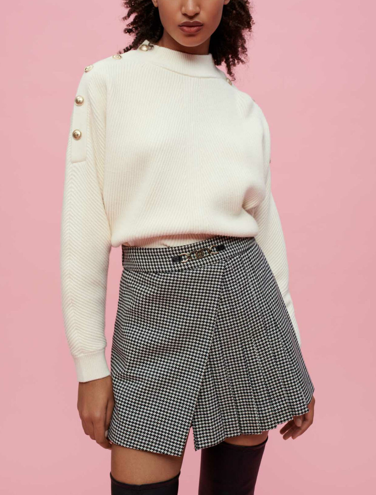 Trompe l'oeil houndstooth shorts