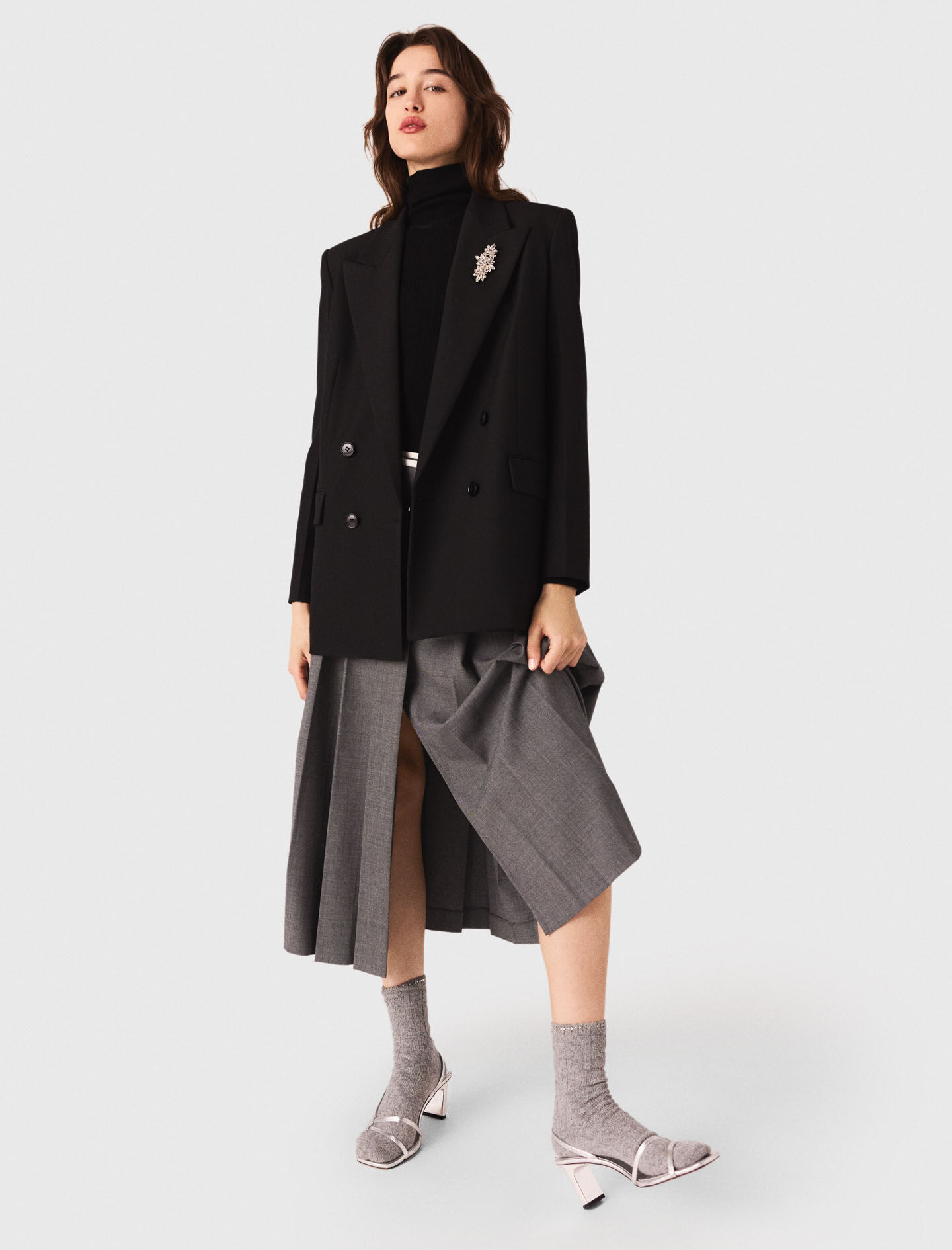 Double-breasted jacket Black / Gray for Women | Maje