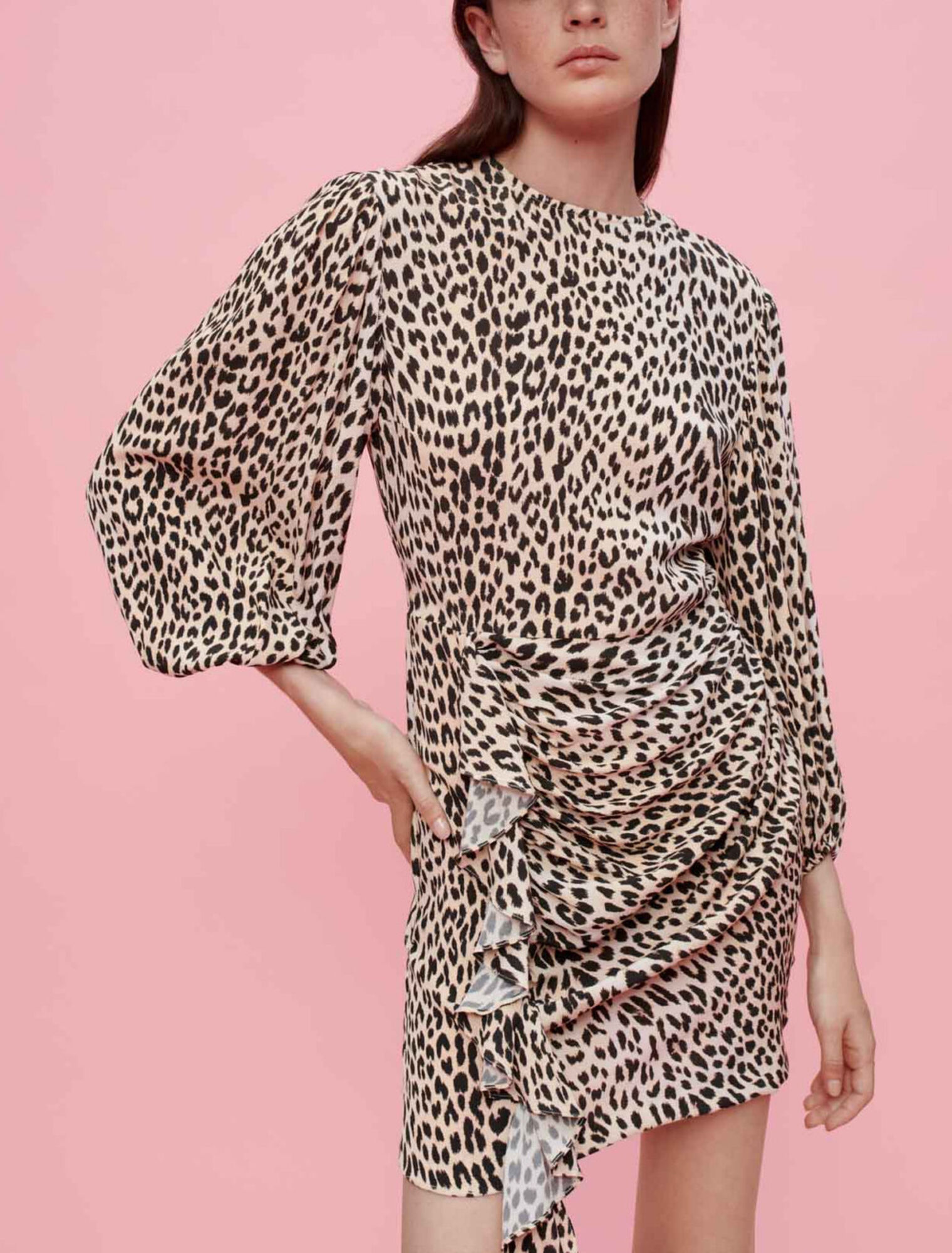 Leopard-print viscose dress