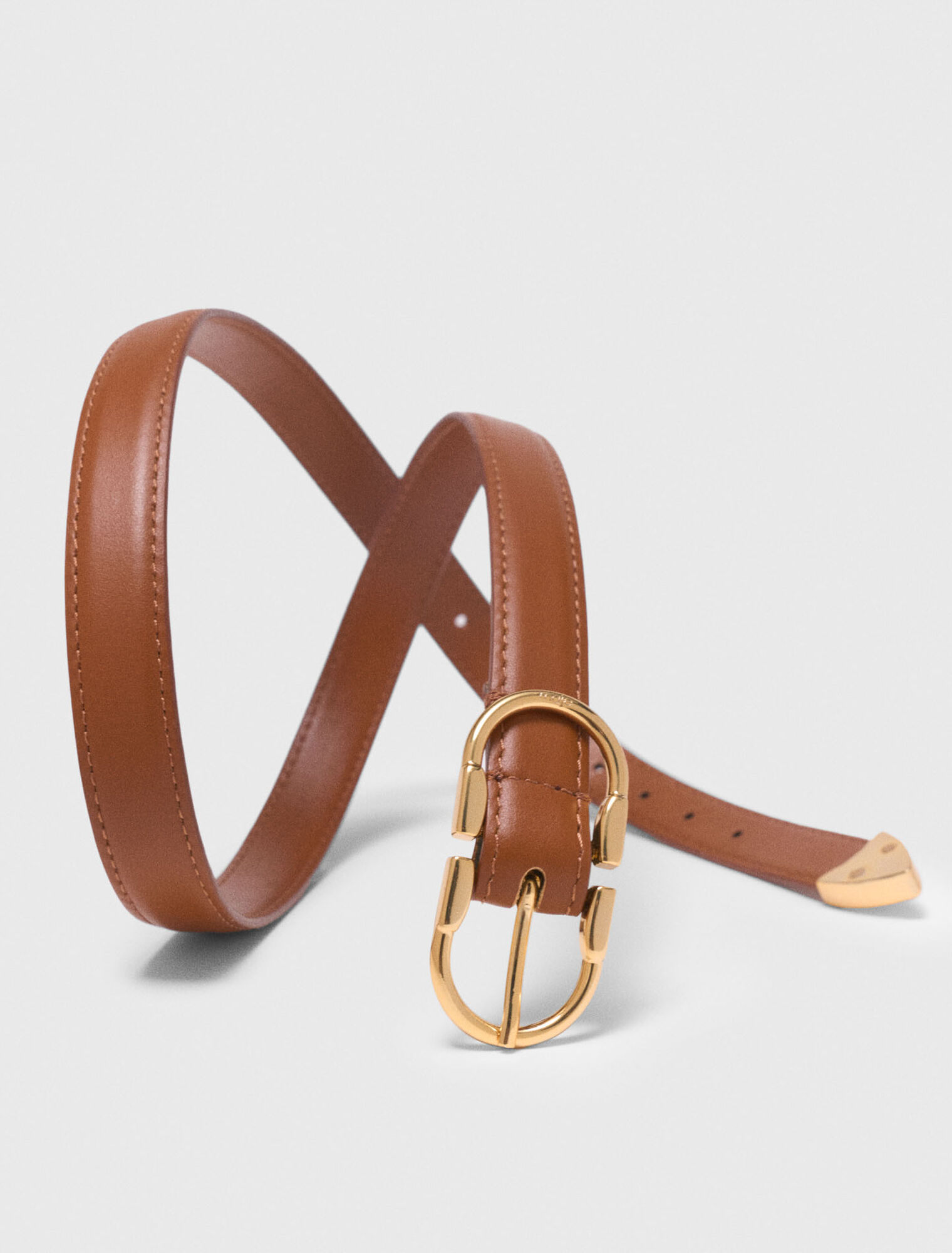 Double-buckle leather belt