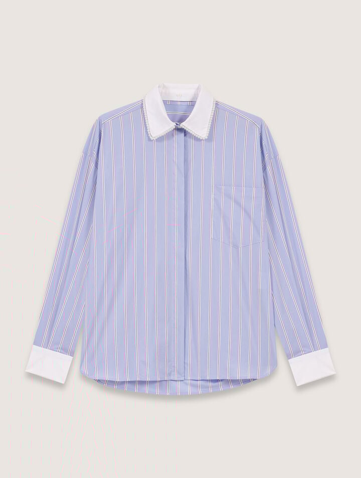 Striped shirt with beaded collar 