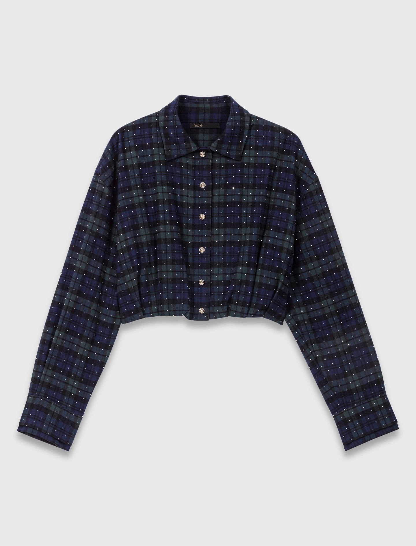 その他 MayLee Checked rhinestone cropped shirt Blue for Women | Maje