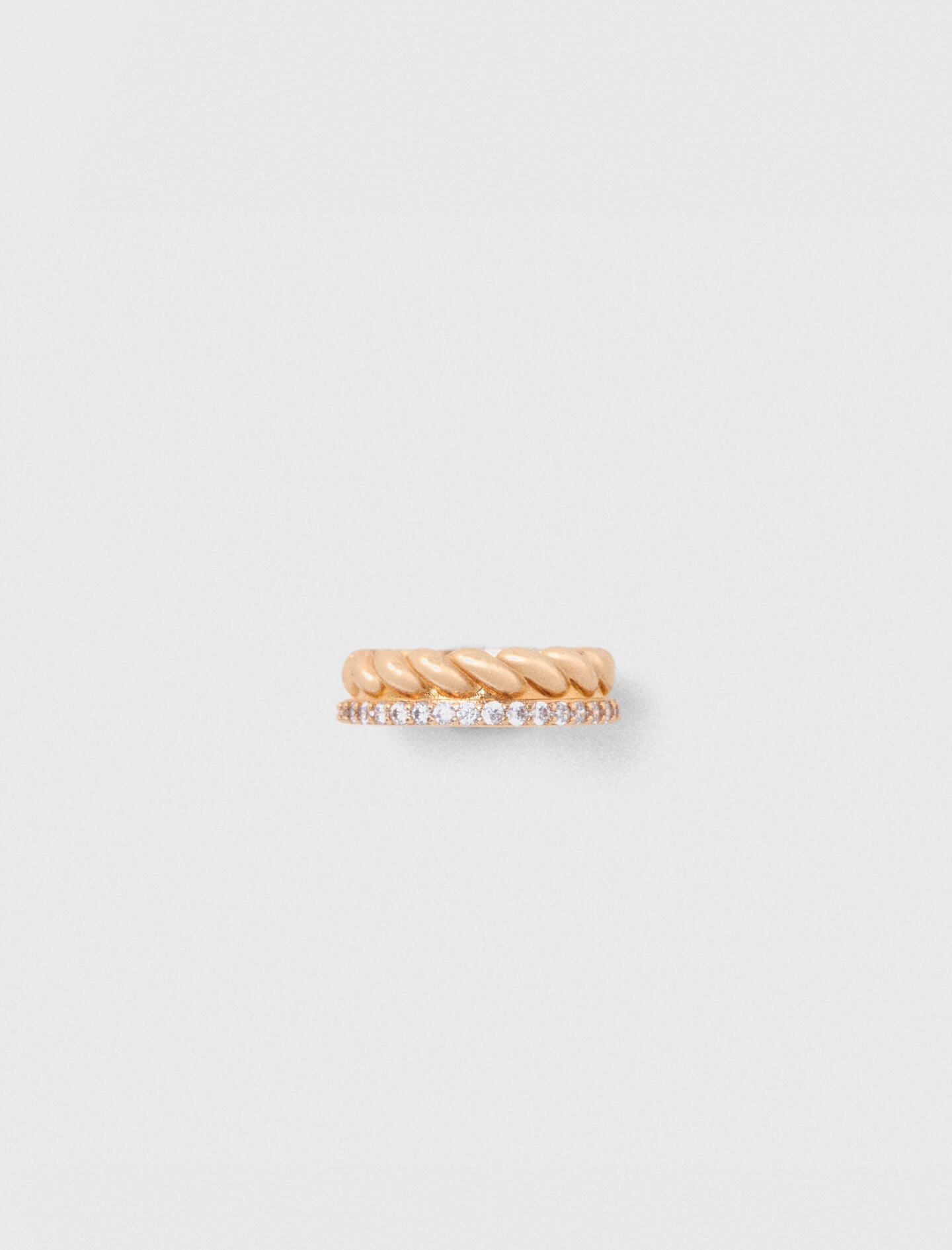 Twisted gold rhinestone ring 8