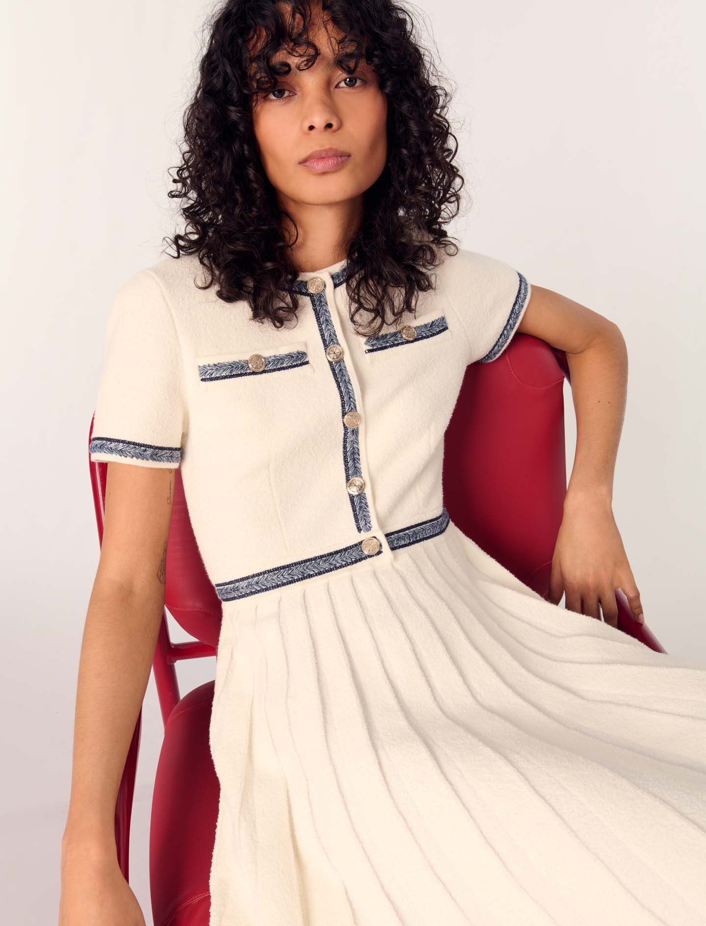 Pleated knit short dress - Short dresses | Maje