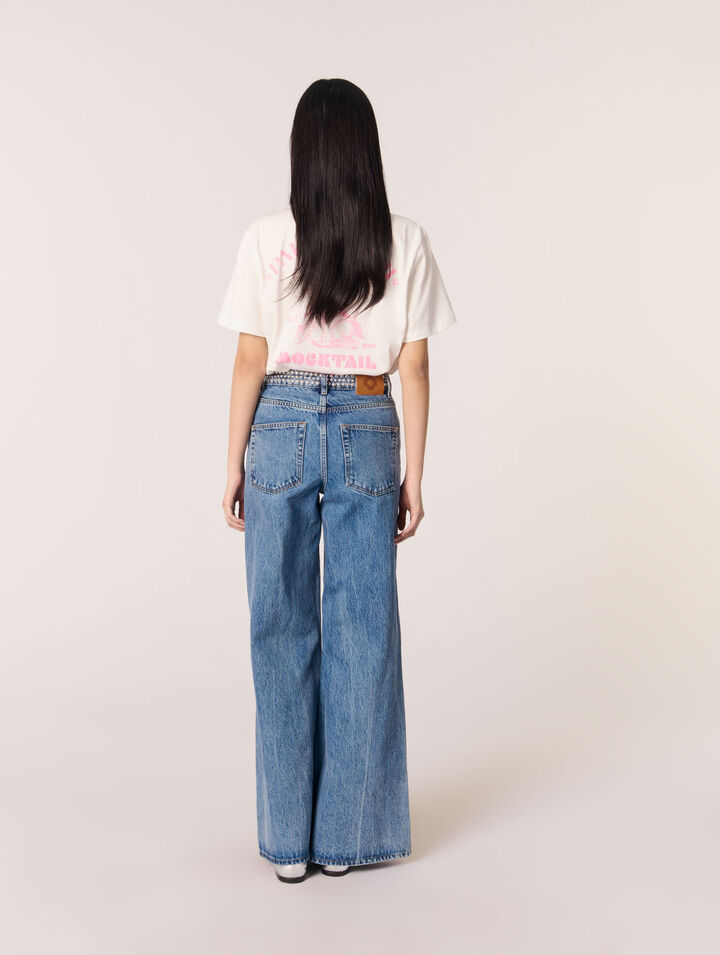 Flares jeans with studded waistband