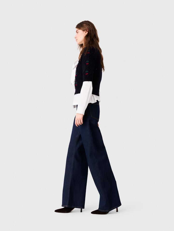 Jumper with embroidered cherries