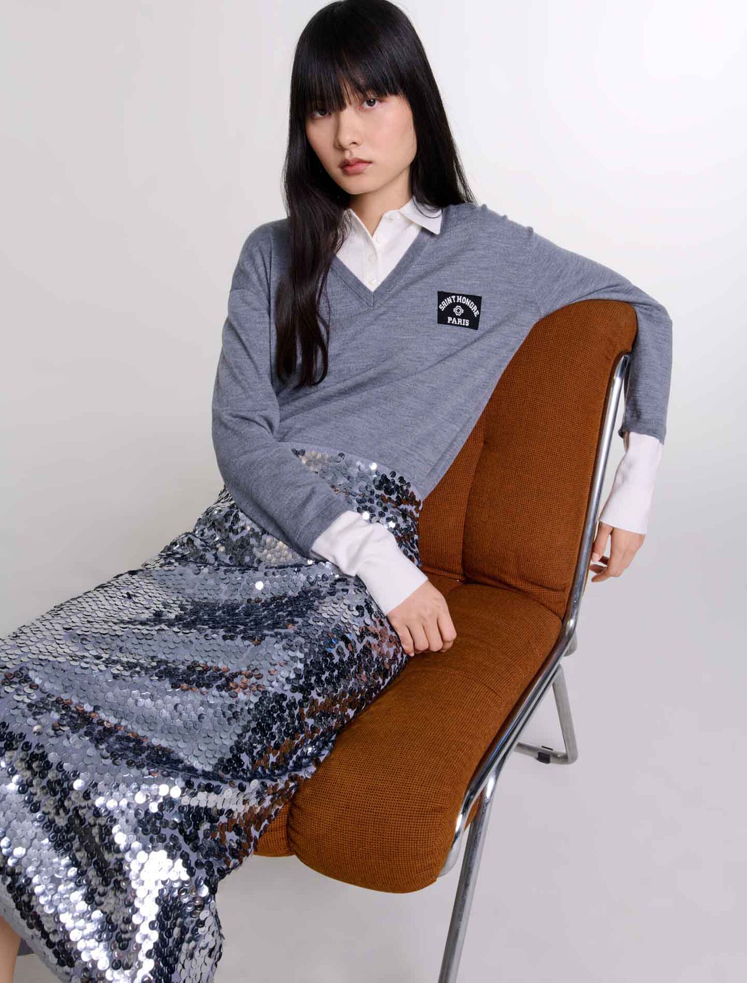 Knit skirt with sequins