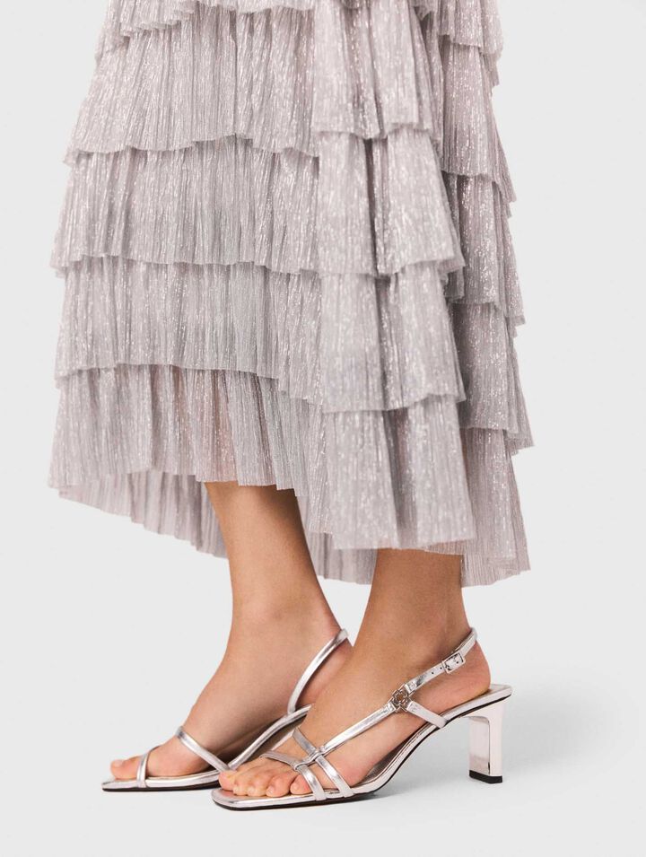 Metallic ruffled midi dress
