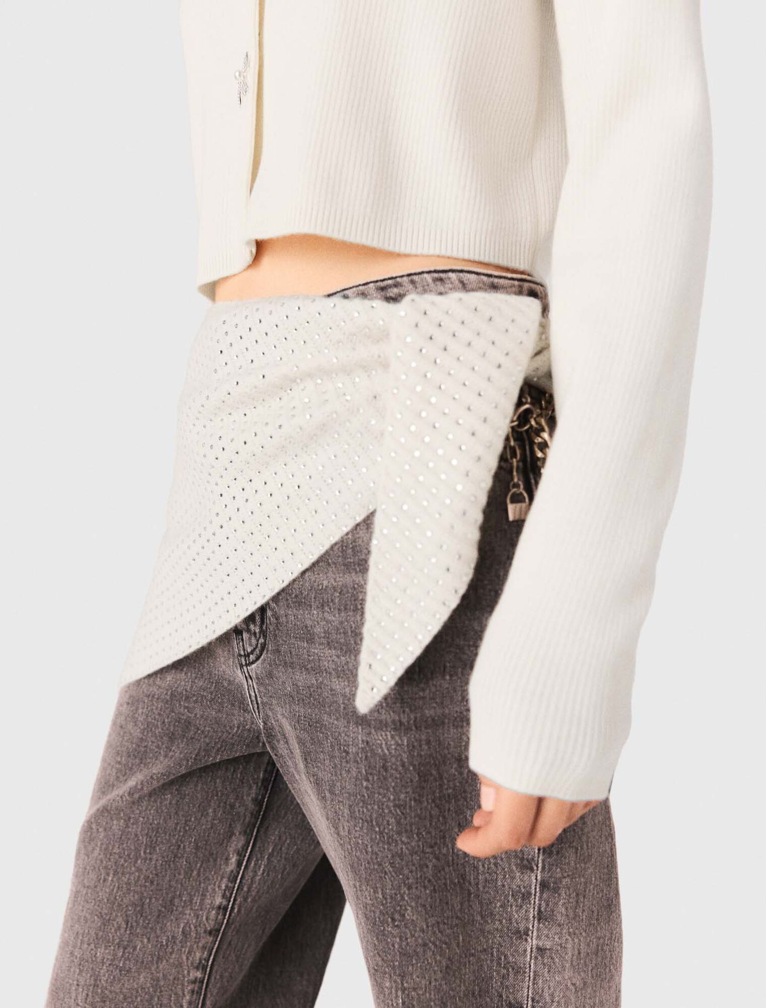 Rhinestone wool triangle scarf