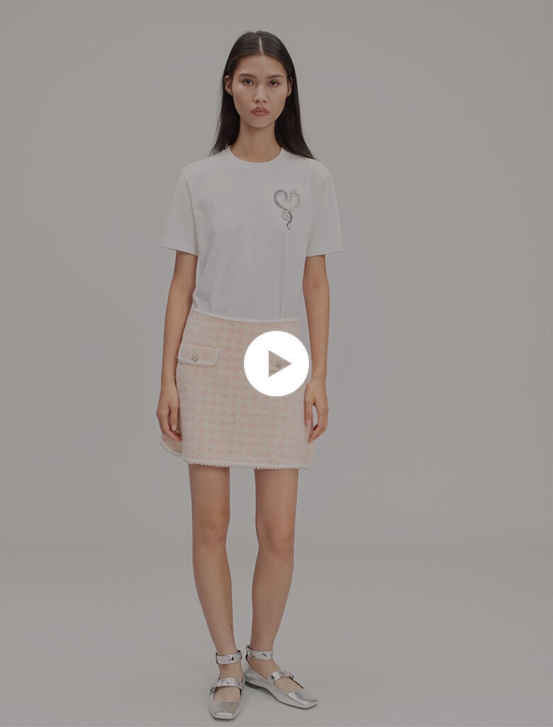 Short tweed-effect knit skirt - Offline_Skirts-Shorts | Maje