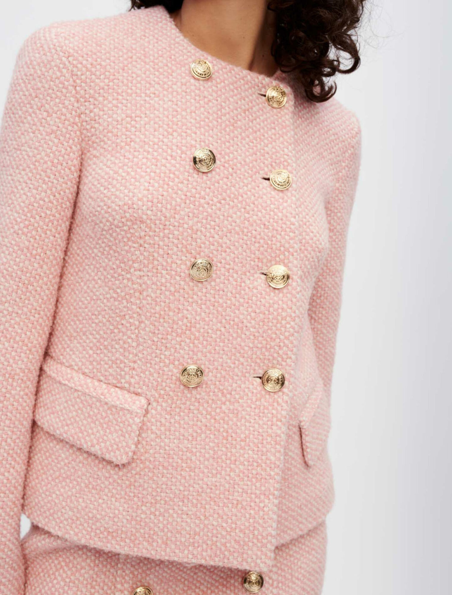 Pink and ecru marl tweed jacket