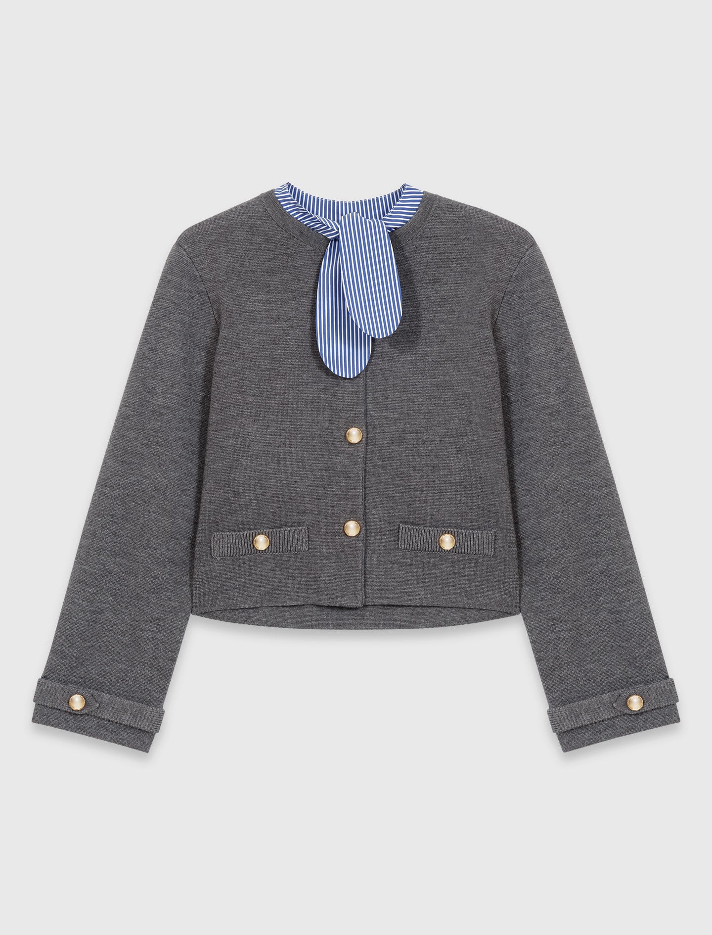 Removable striped collar cardigan 6