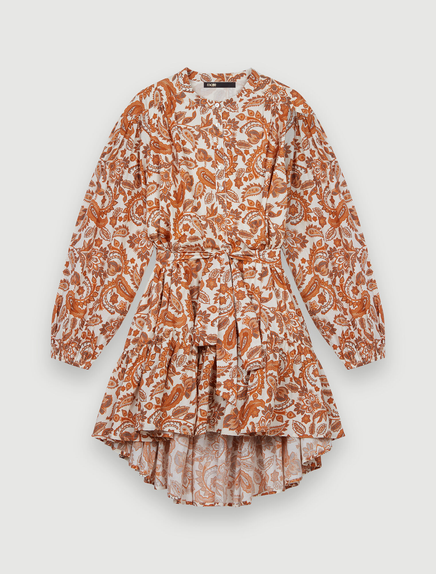 Belted dress in printed cotton