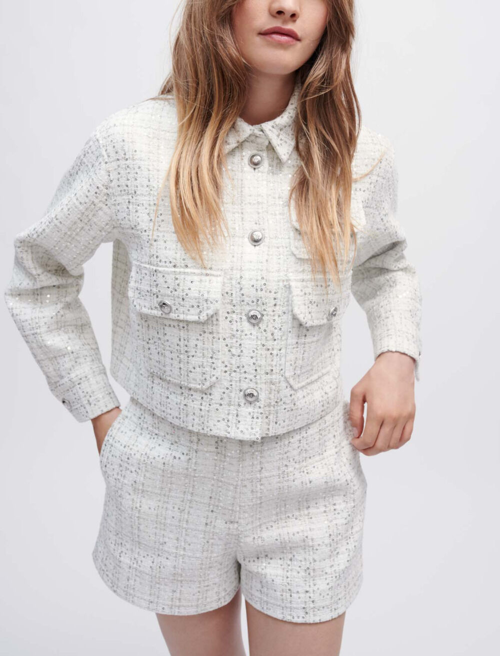 【新品】candy check tweed short pants white candy check tweed short pants – shéller / シェリエ