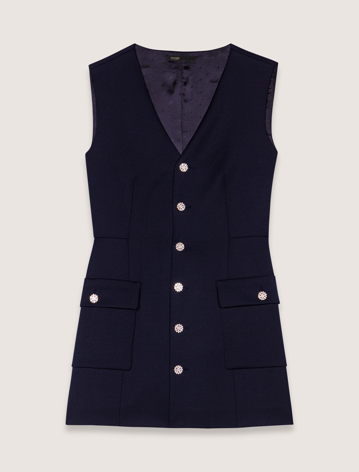Layered-effect wool-blend dress Blue for Women | Maje