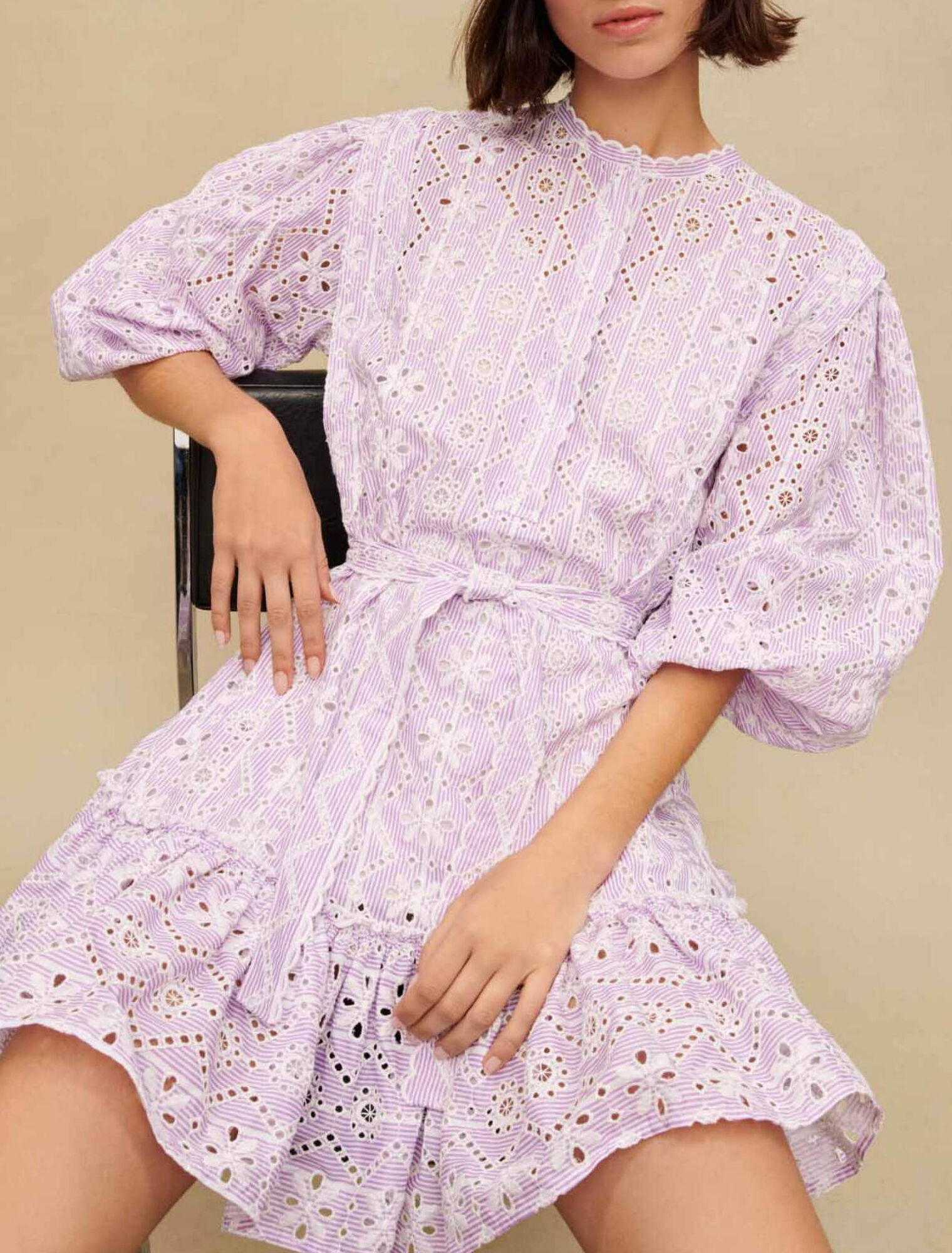 Embroidered cotton mini dress