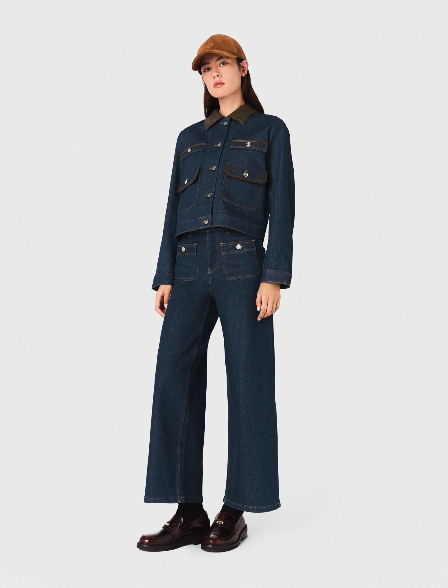 Wide jeans with patch pockets Blue for Women | Maje