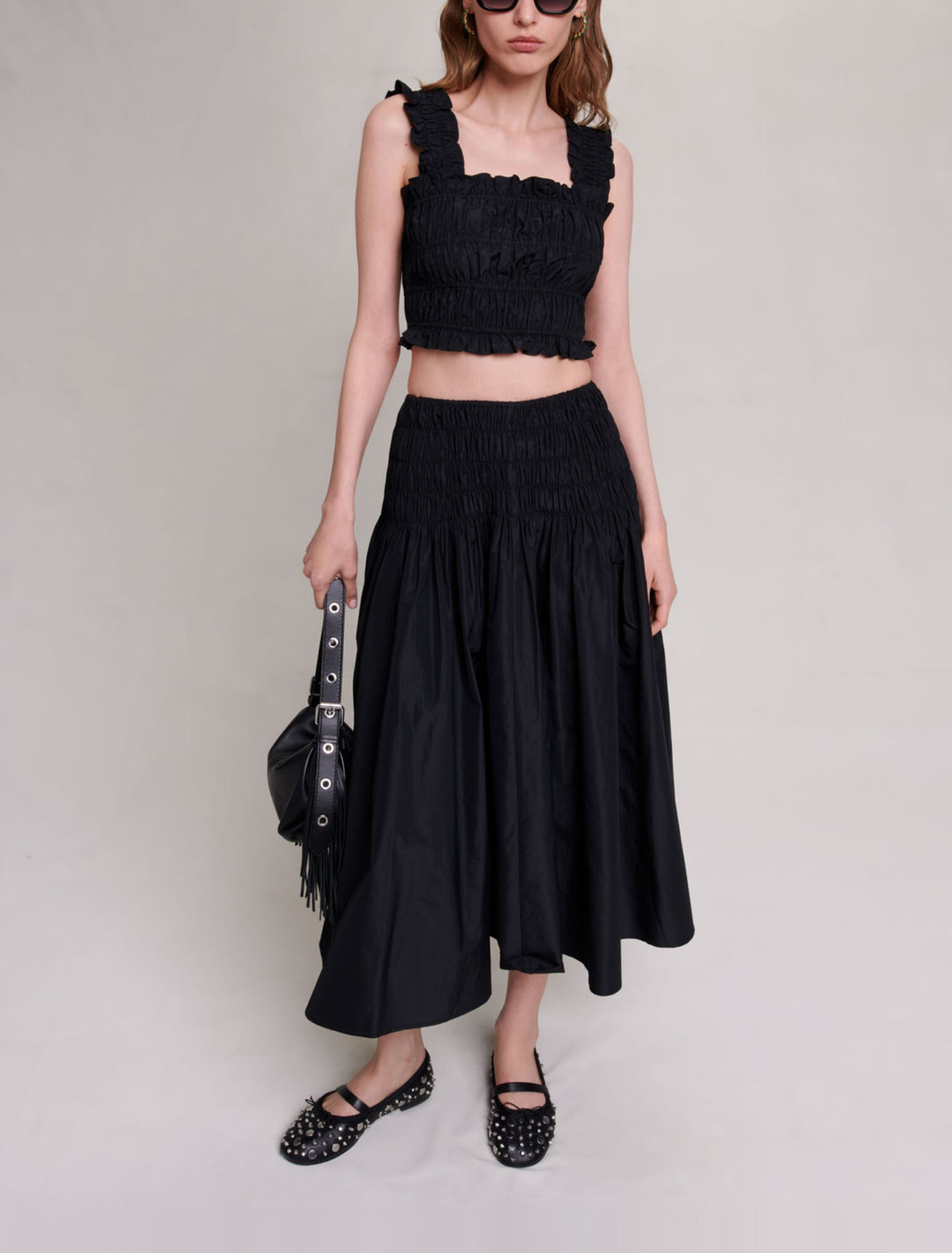 Smocked maxi skirt