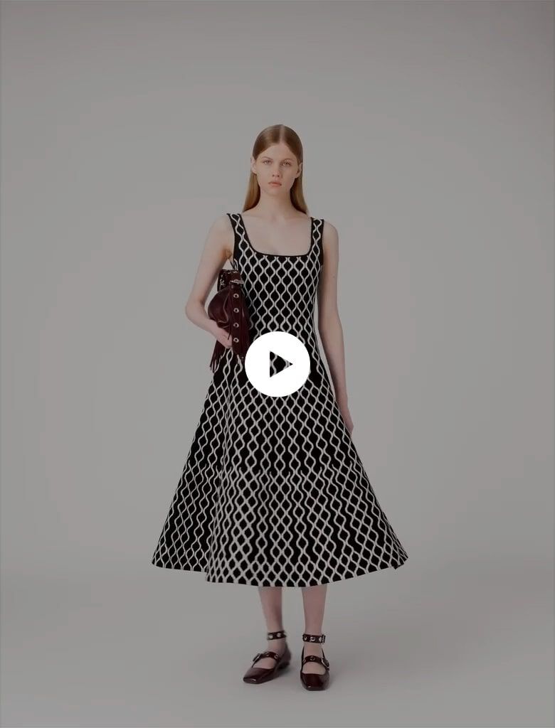 IMANE JACQUARD KNIT DRESS　AMERI　vintage Jacquard knit midi dress Bicolor for Women | Maje