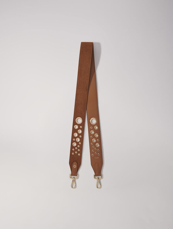 Suede shoulder strap with studs