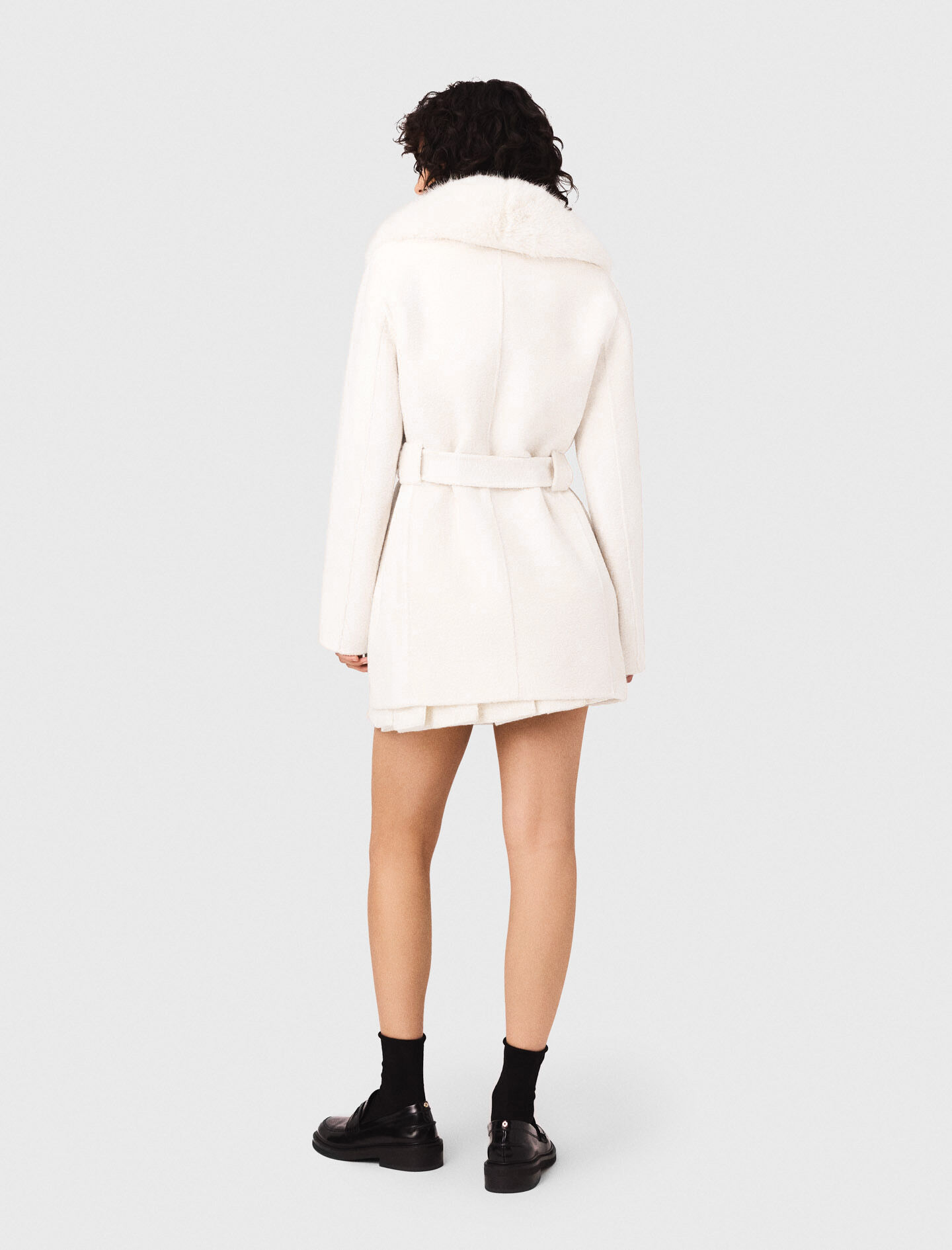 ジャケット・アウター isee.room fur coat white Belted short coat White for Women | Maje