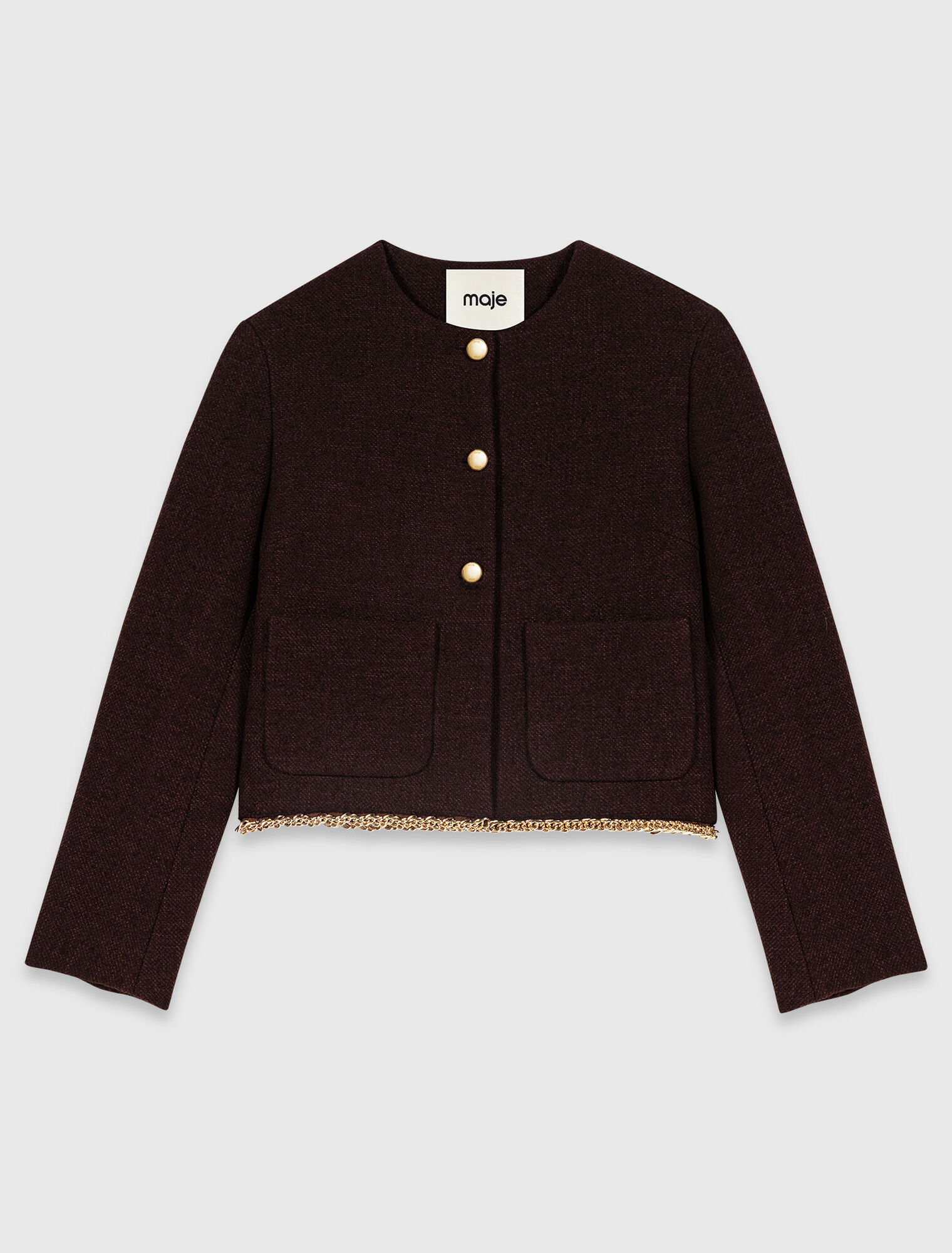 Tweed jacket with chain trim