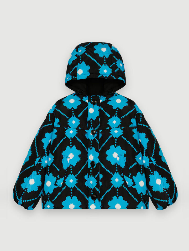 Flower print down jacket