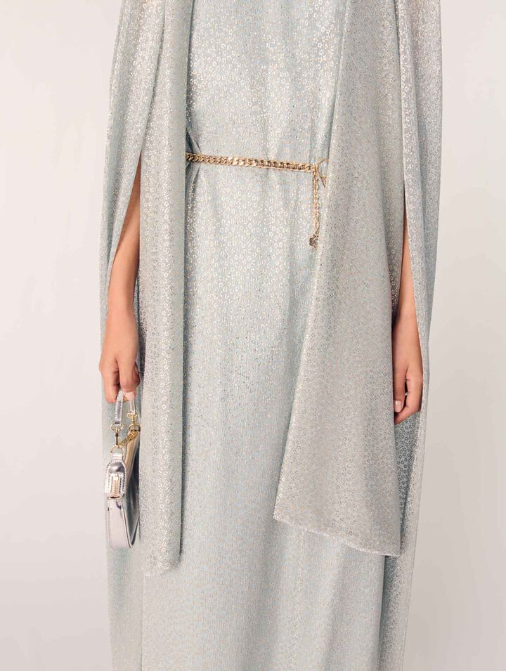Lurex cape maxi dress