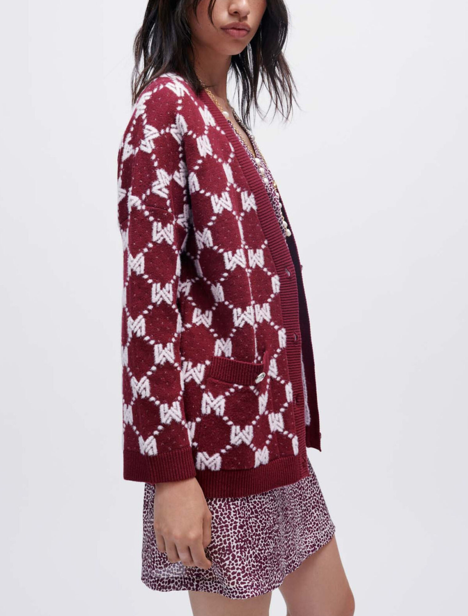Maje Jacquard knit cardigan