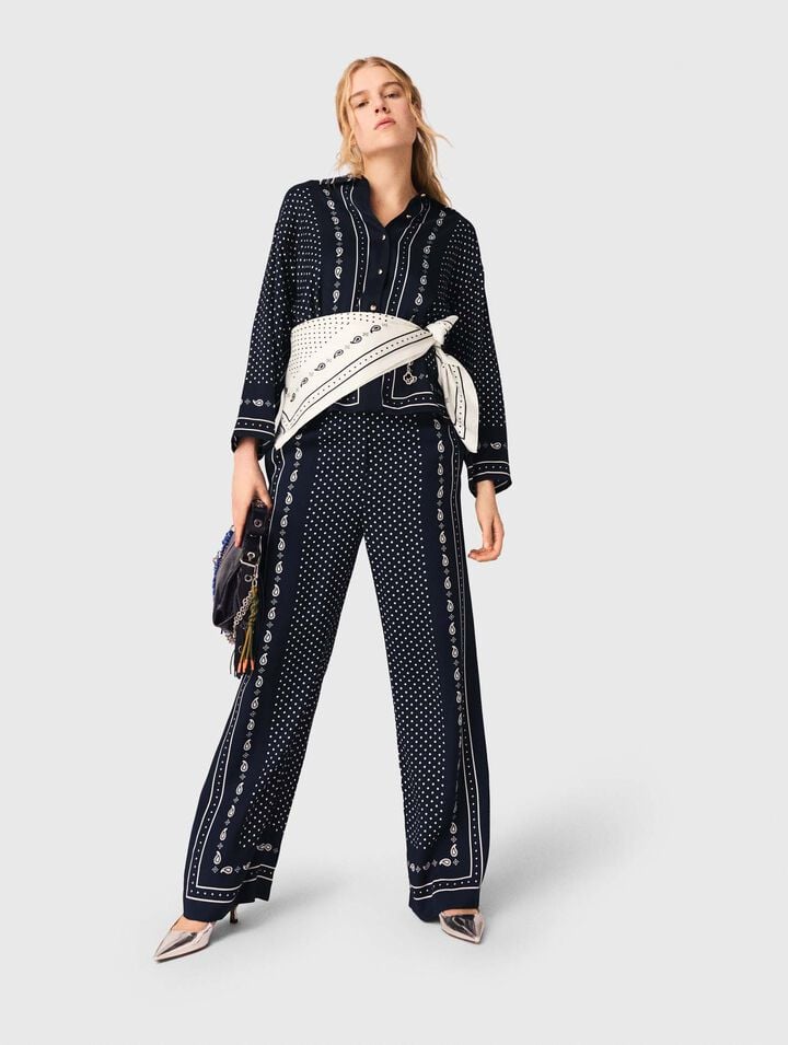 Printed fluid trousers