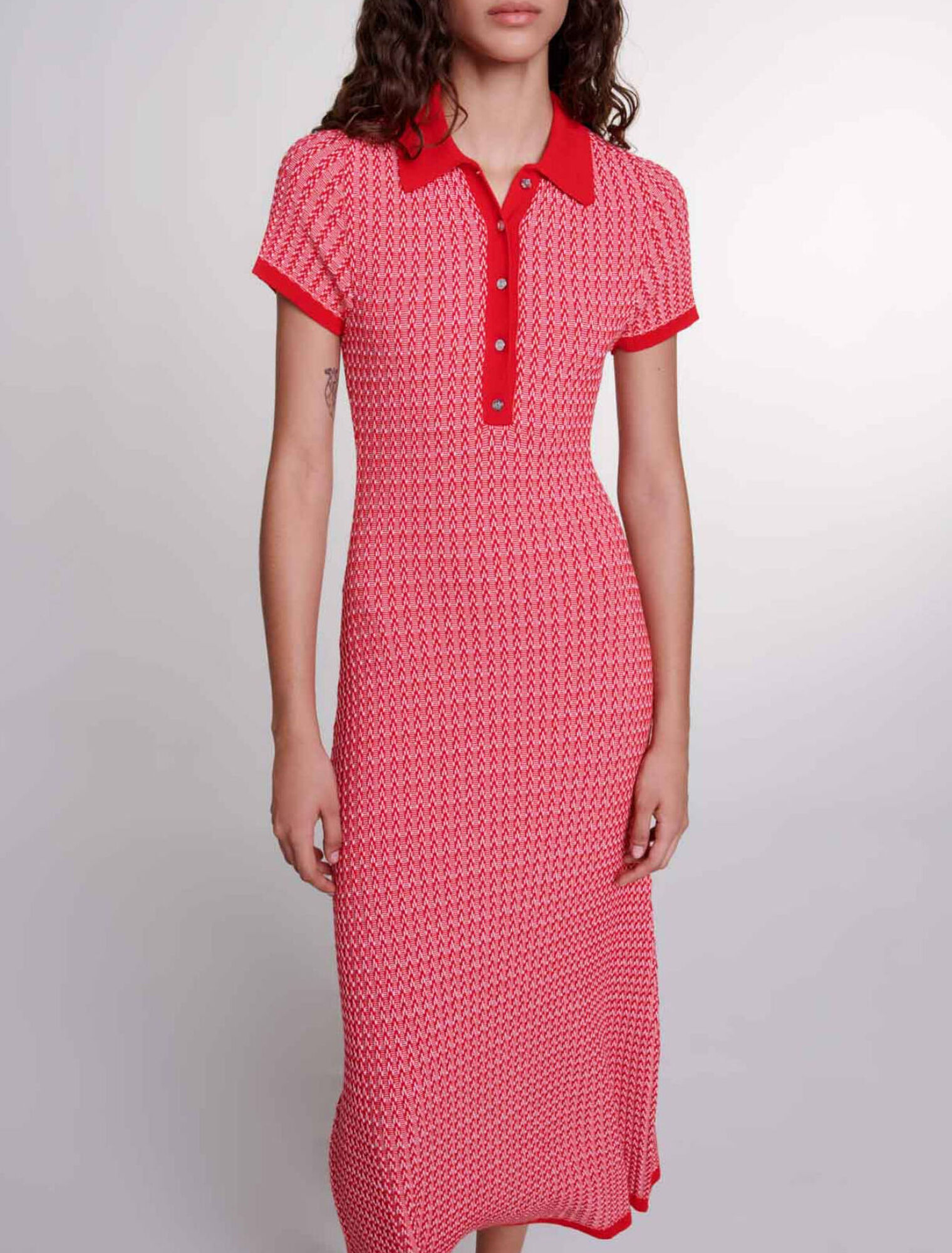 Herringbone knit maxi dress