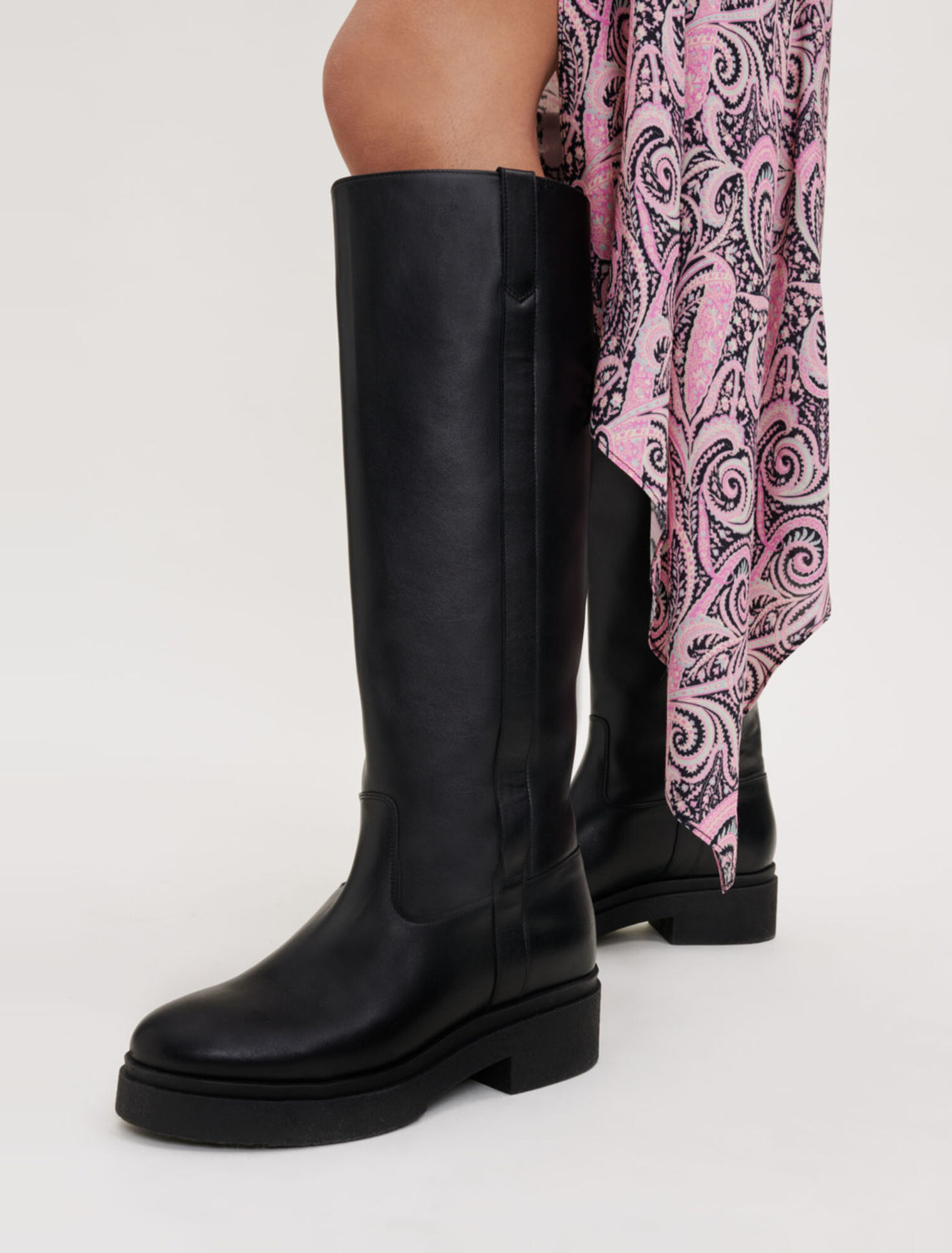Printed viscose asymmetric skirt