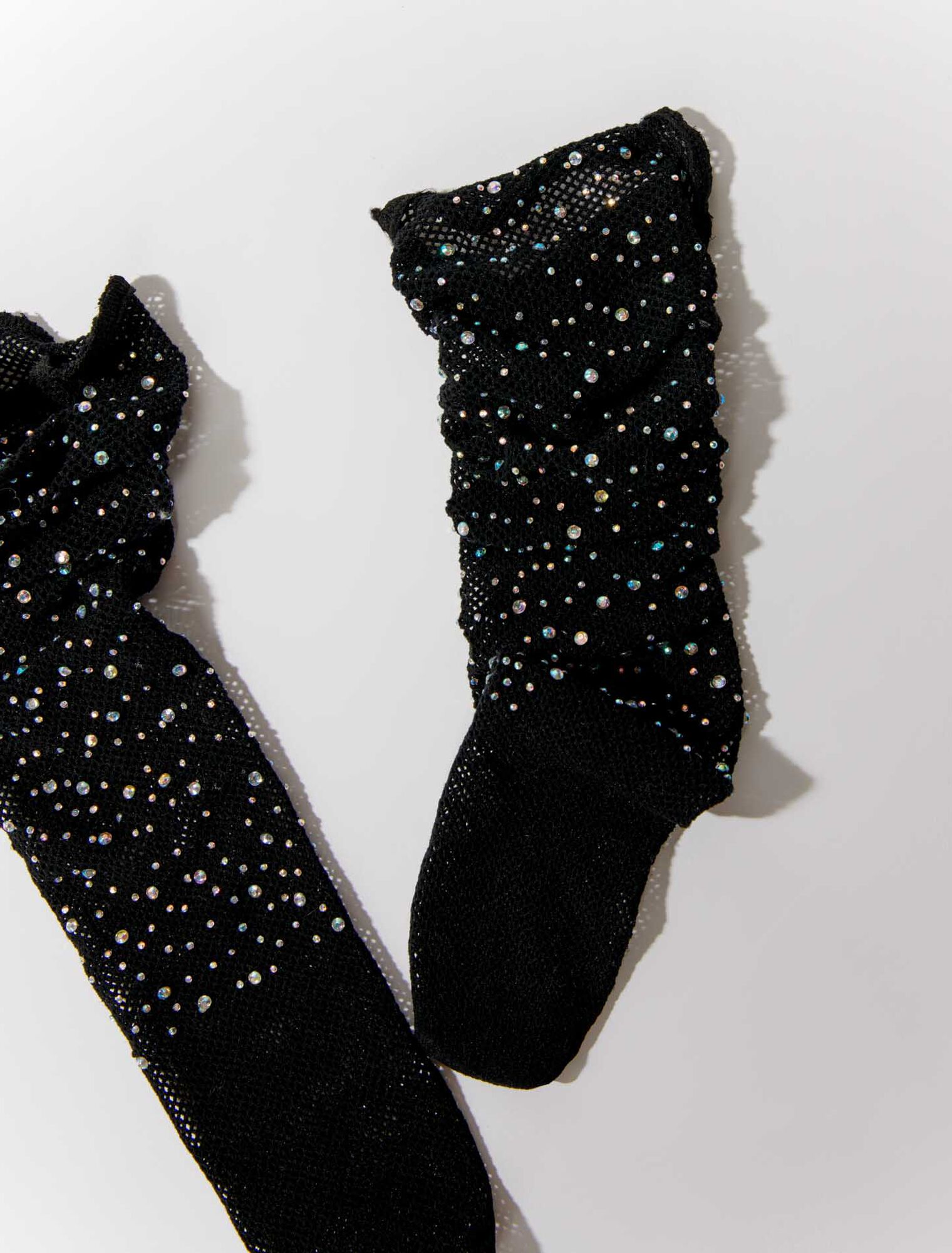 Rhinestone mesh socks