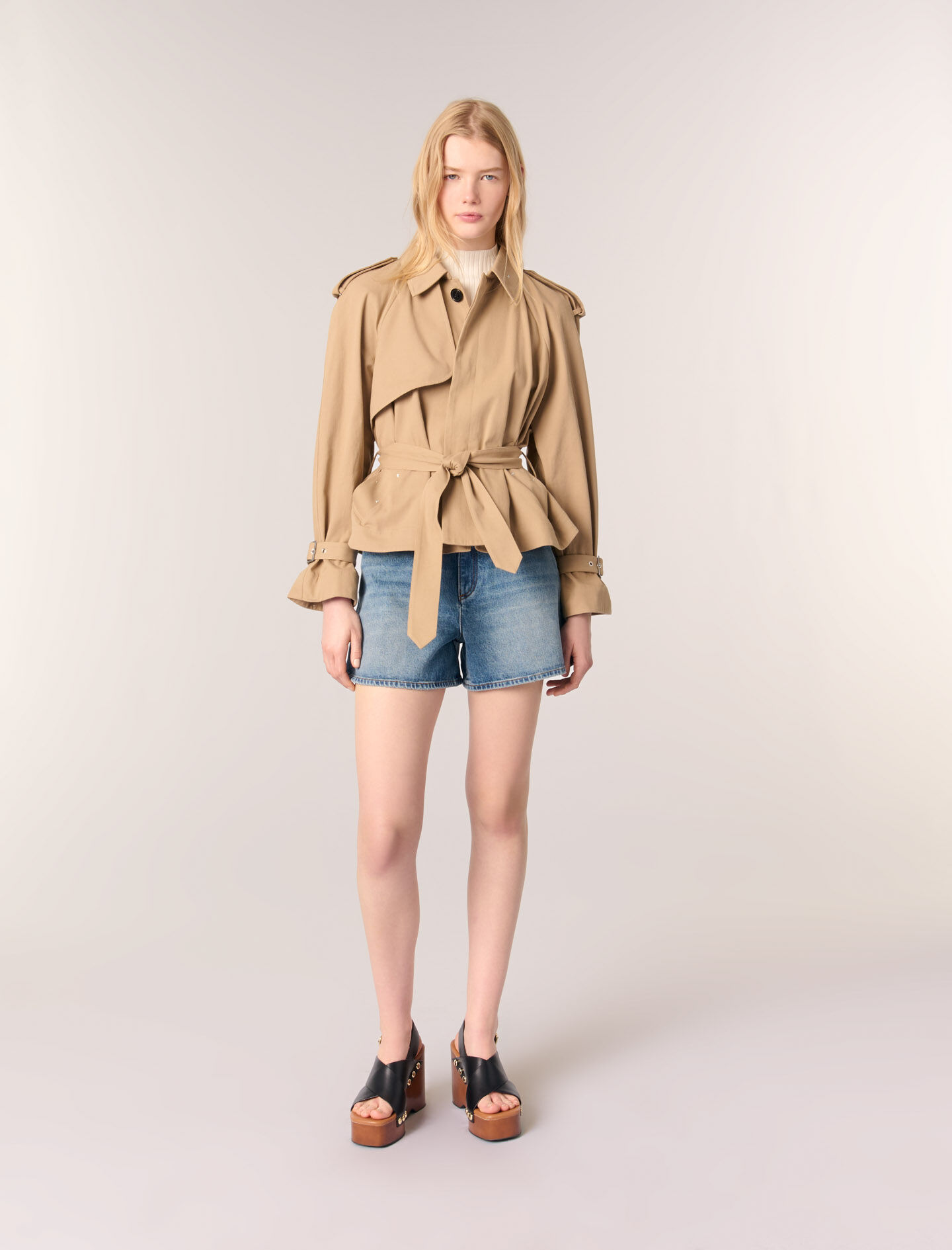 Short studded trench coat Natural for Women | Maje
