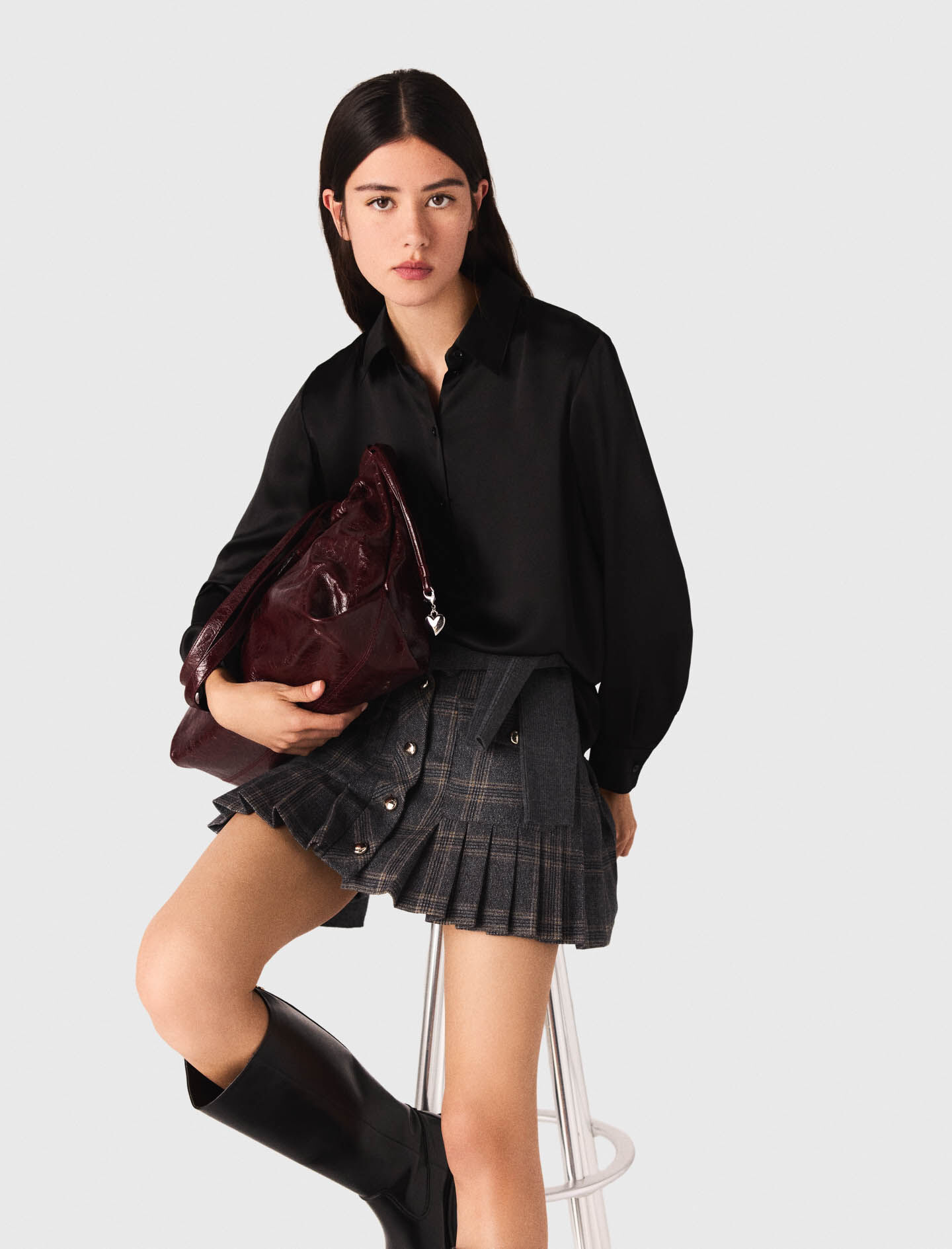 その他 Silk Silk shirt Black / Gray for Women | Maje