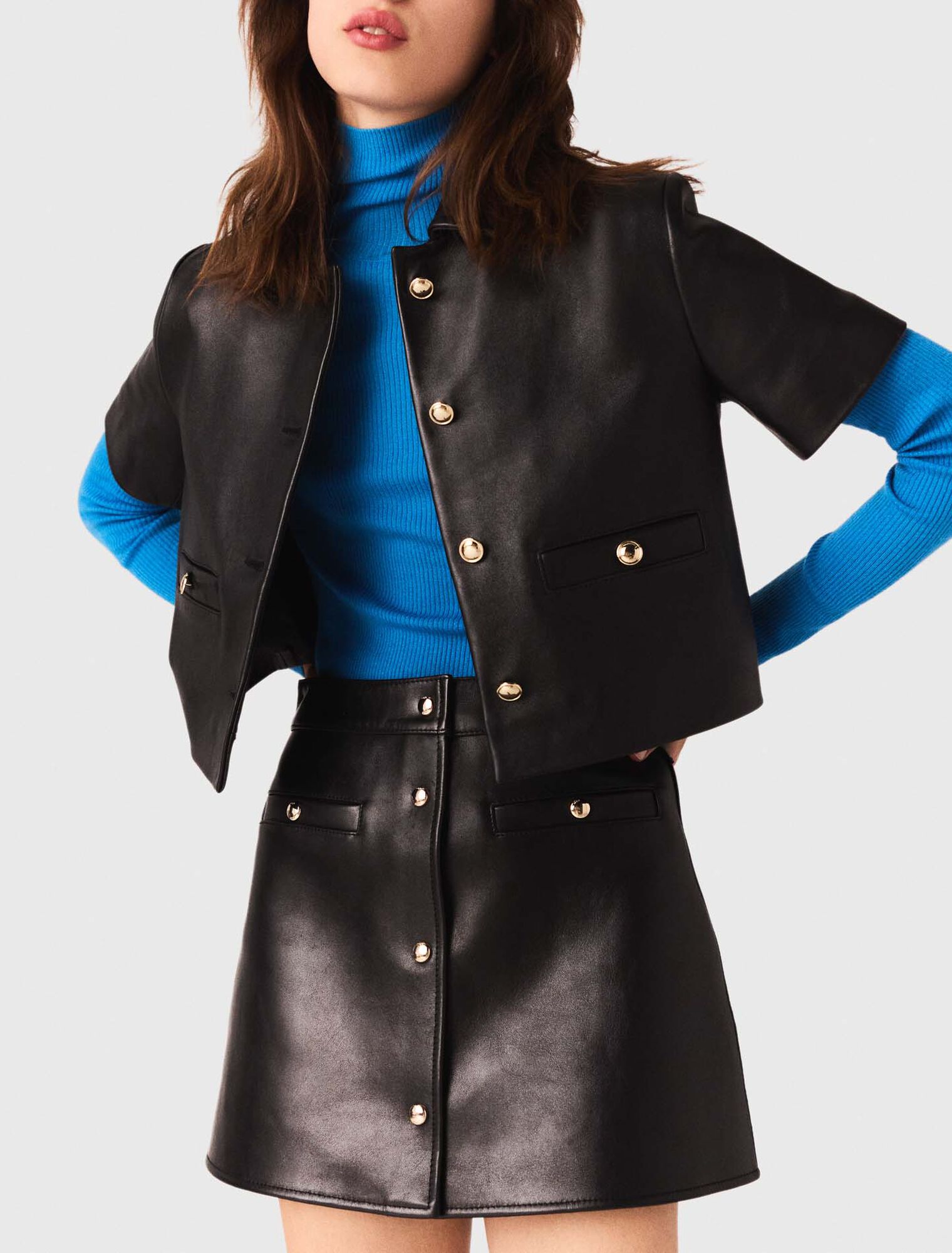 Cropped leather jacket