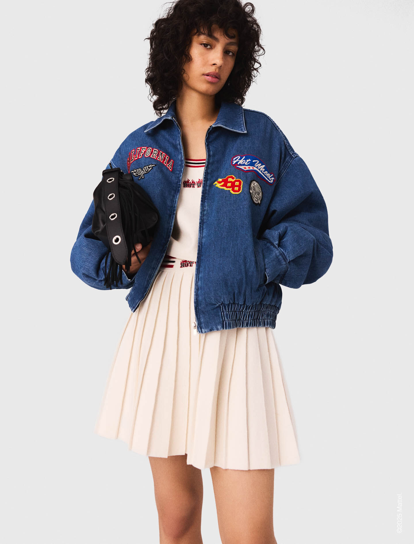 Oversized embroidered denim jacket Blue for Women | Maje