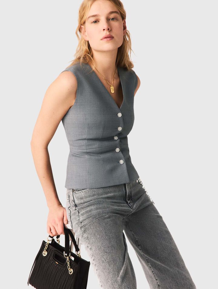 Jewel-button tailored jacket