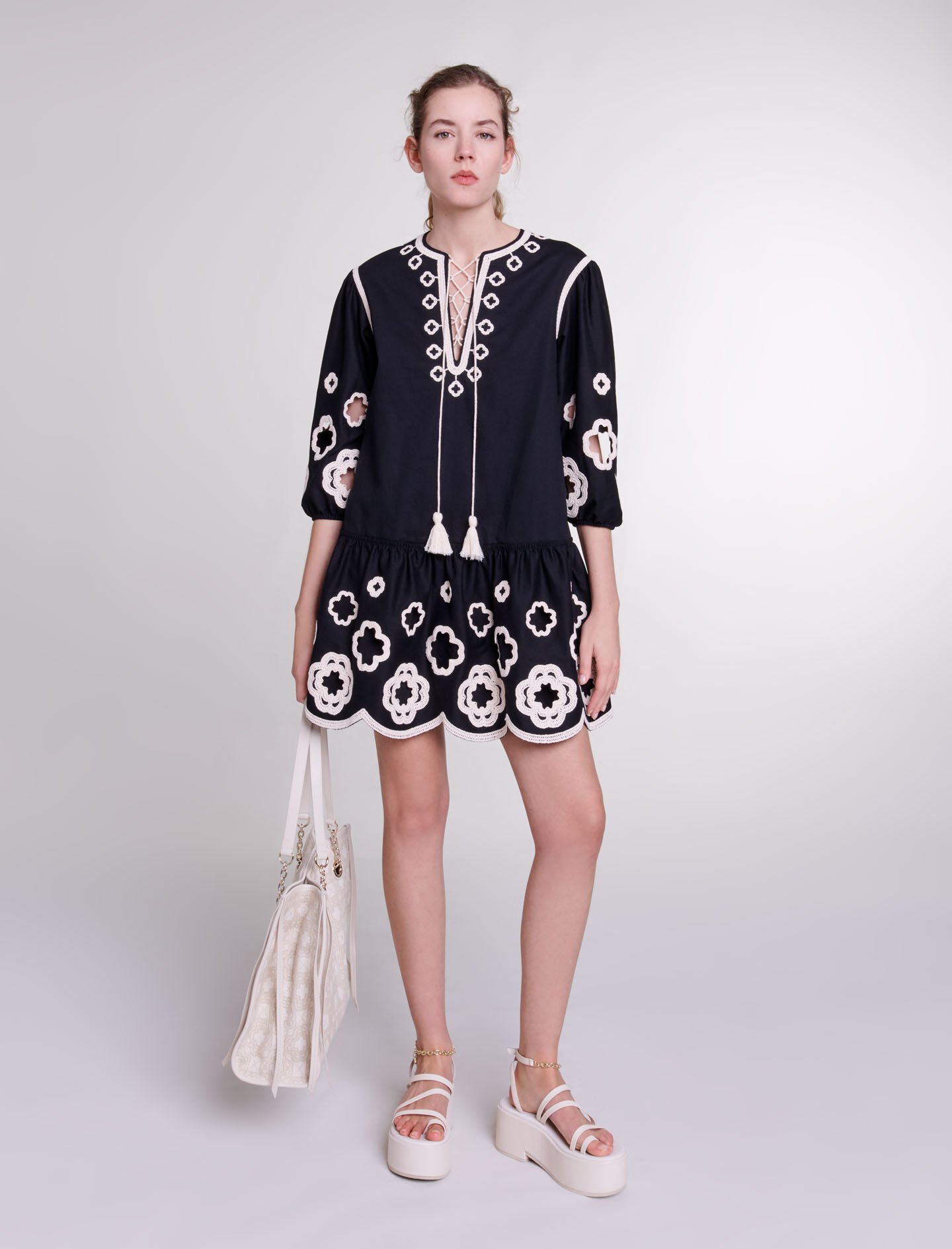 Maje embroidered chiffon dress deals