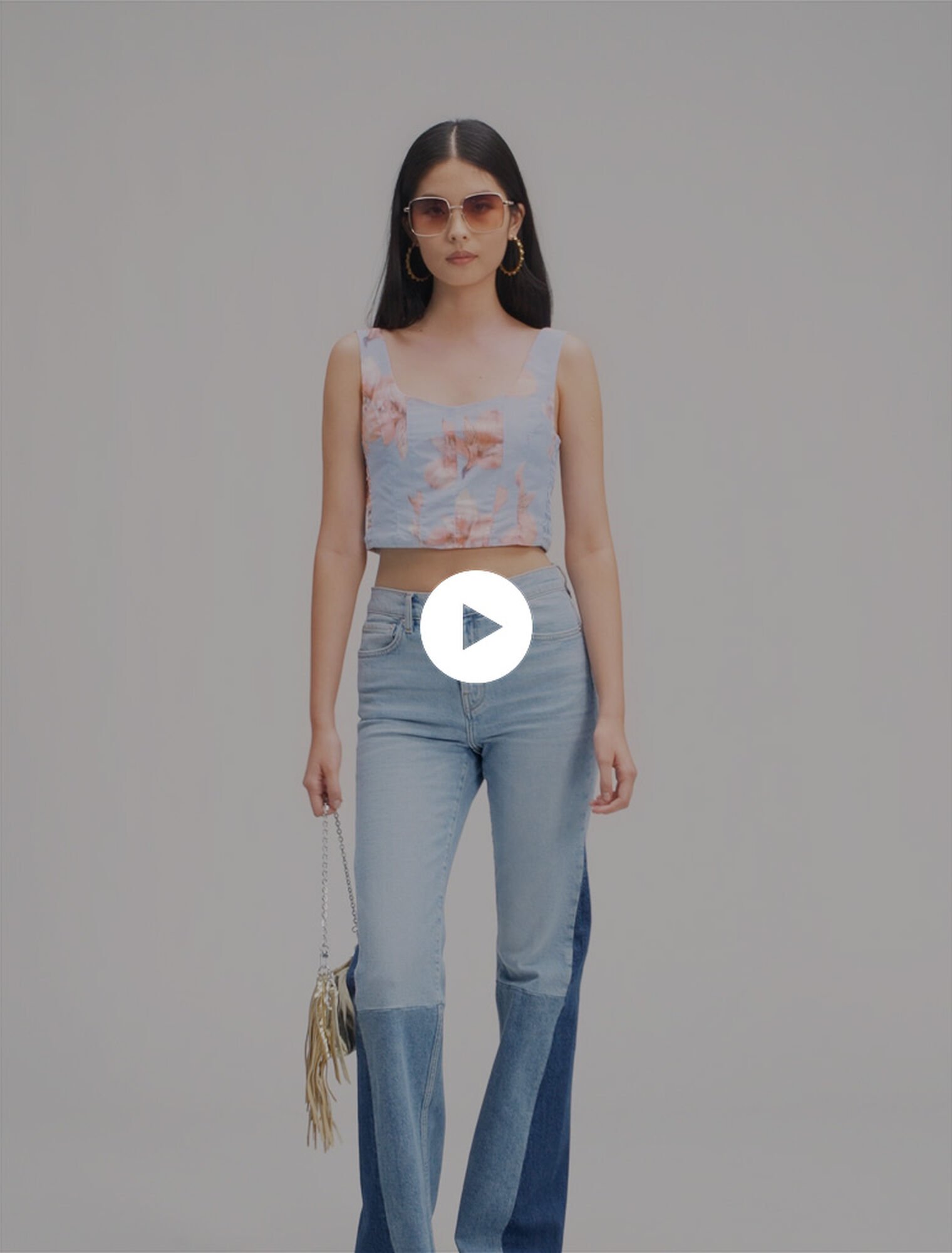 Patterned taffeta top