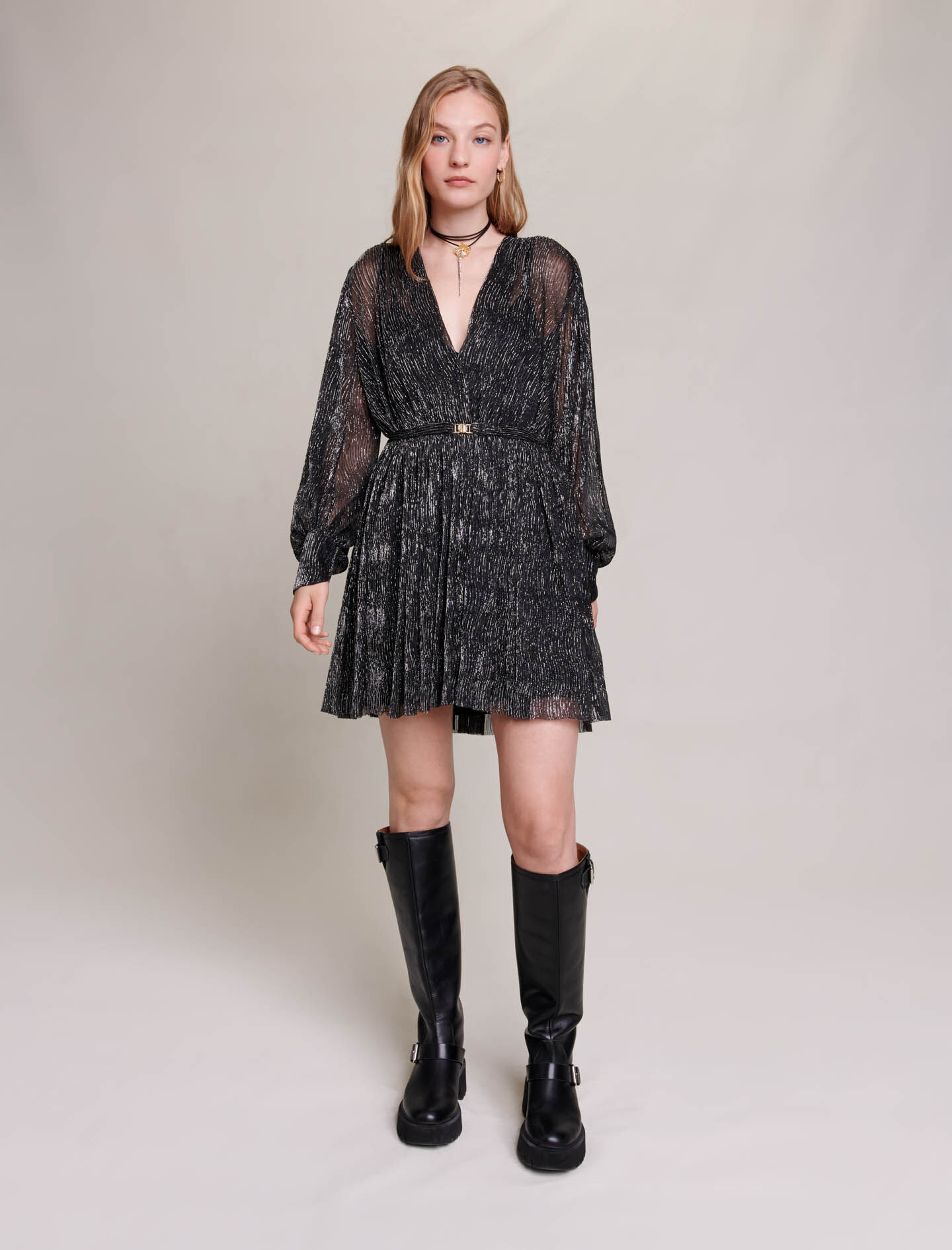 Short metallic dress Dresses Maje