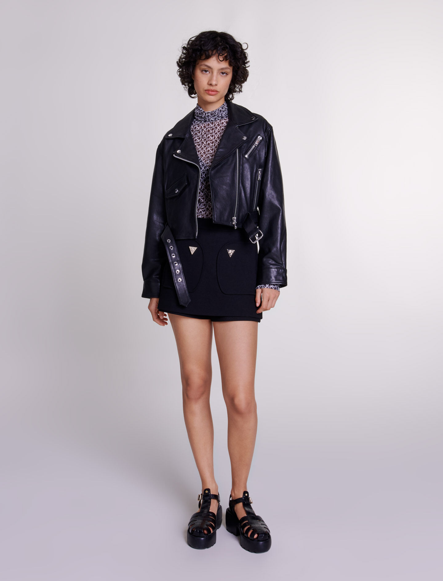 Cropped leather jacket Maje