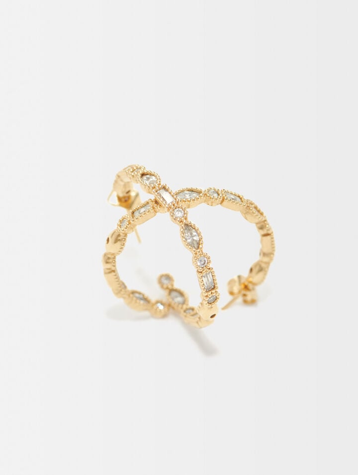 Diamant&eacute;-embellished large hoop earrings