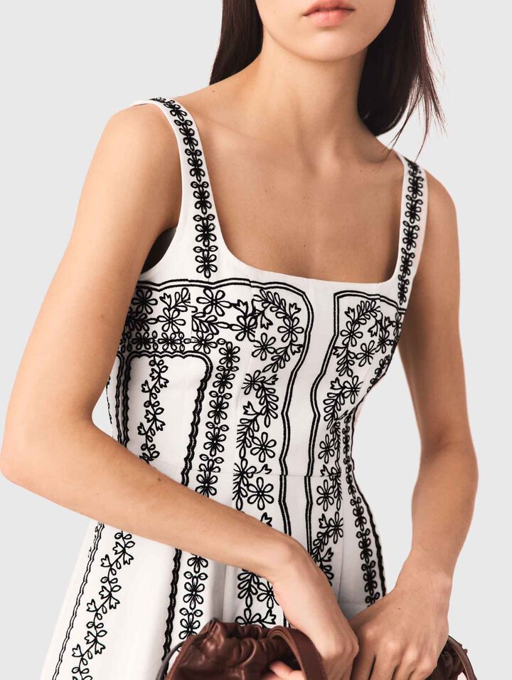 Short embroidered strap dress