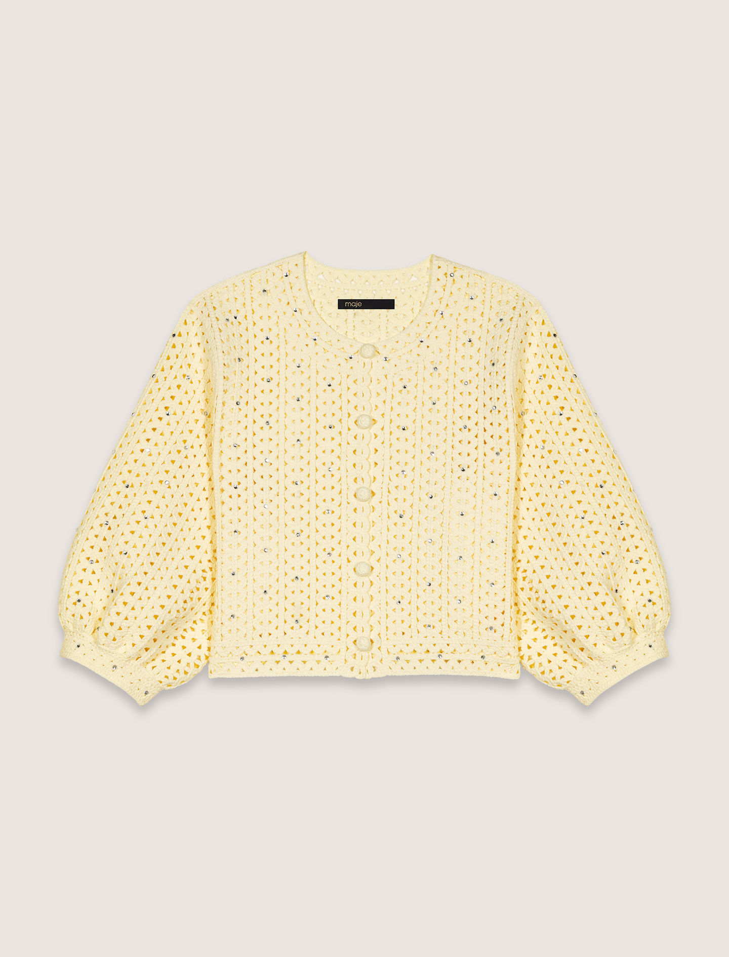 MAJE 売れ筋商品|||マージュ カーディガン アウター レディース Cardigans Yellow Tweed-effect knit cardigan